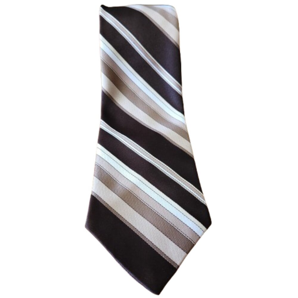Vintage Pegasus Canada Necktie – Wide Brown Striped Tie 140cm x 10cm 100% Poly